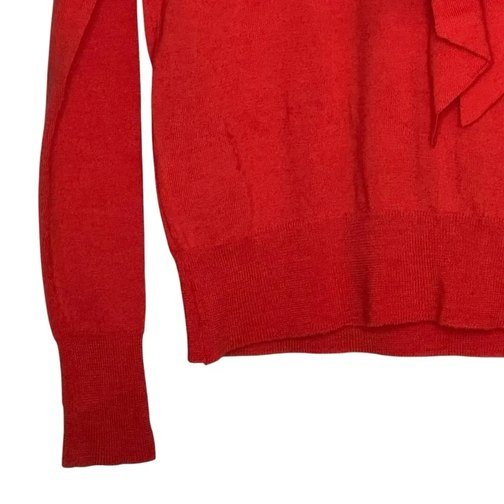 Women’s J Crew Size XXS Orange Merino Wool Lightweight Bow Front V-Neck Sweater